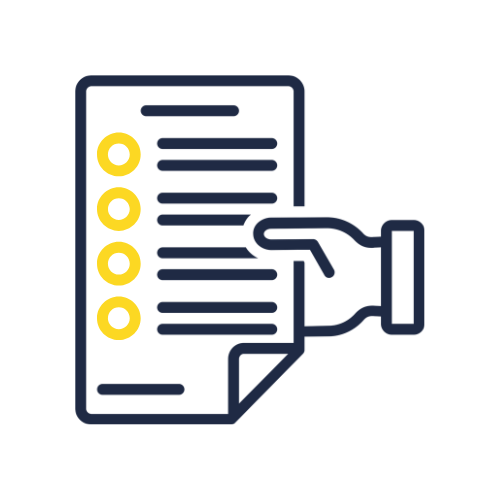 Outline of hand holding a form icon