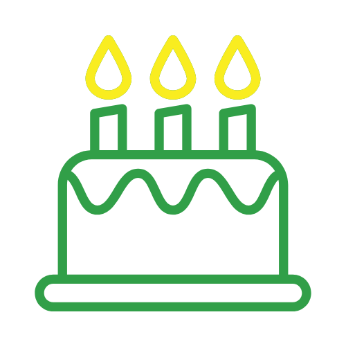 Jet Brite Car Wash brand green and yellow graphic birthday cake with candles