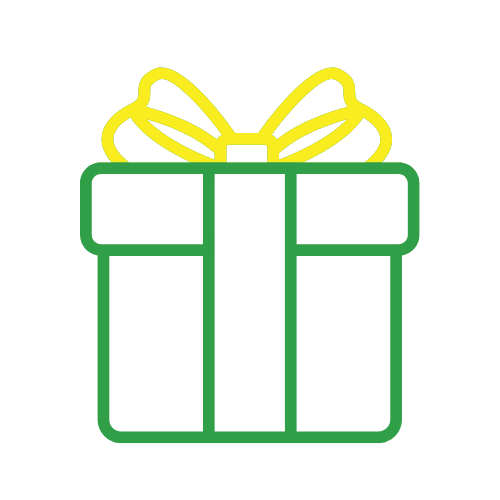 Jet Brite Car Wash brand green and yellow graphic present wrapped with a bow