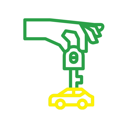 Jet Brite Car Wash brand green and yellow graphic hand holding key above a car