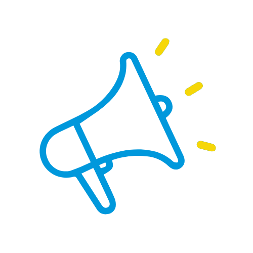 Rocket Express Car Wash brand blue and yellow graphic megaphone announcement